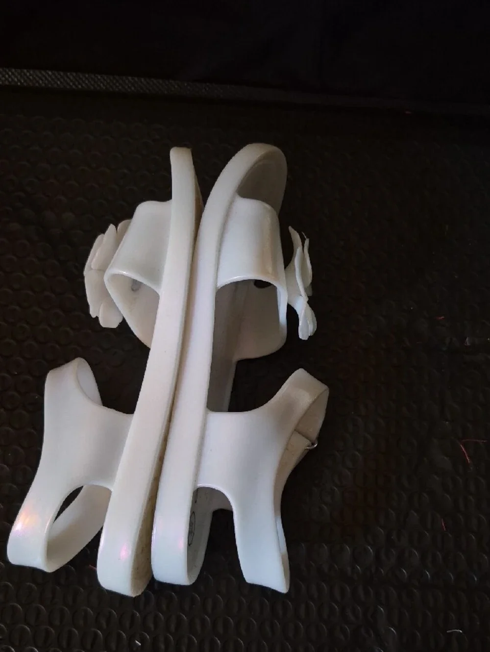 Girls White Flower Jelly Sandals - Size 11